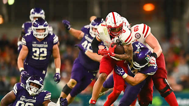 Xander Mueller and Trey Palmer 2022 Nebraska vs Northwestern football  USATSI_18938938